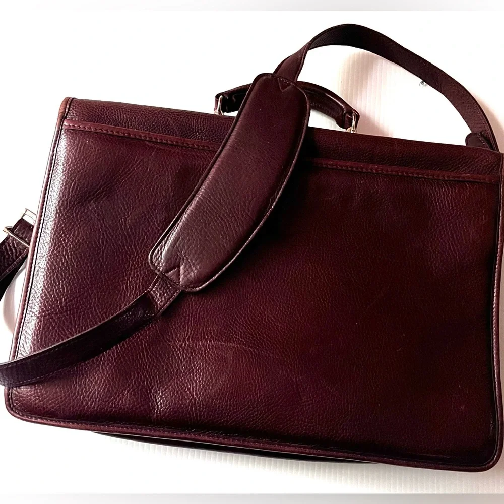 Jack Georges Brown Pebbled Leather Briefcase